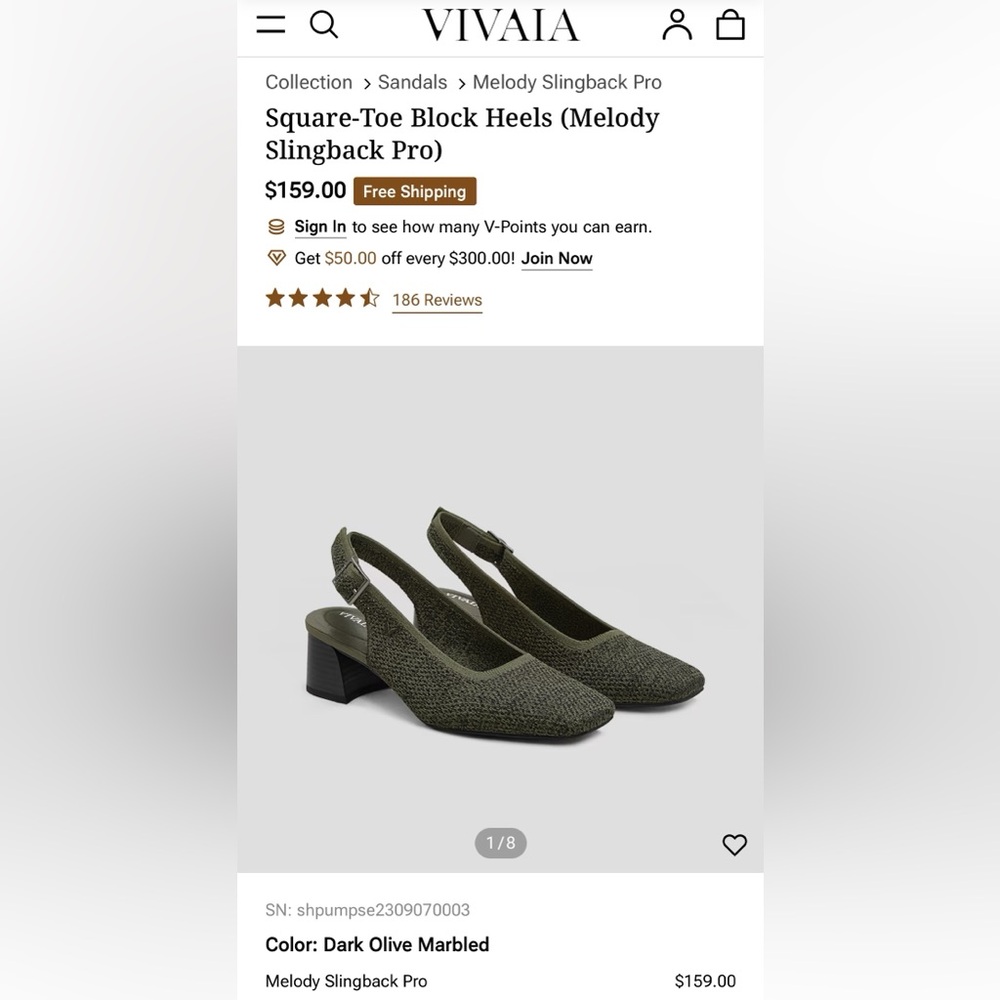 VIVAIA Square-Toe Block Heels (Melody Slingback Pro) Olive Green